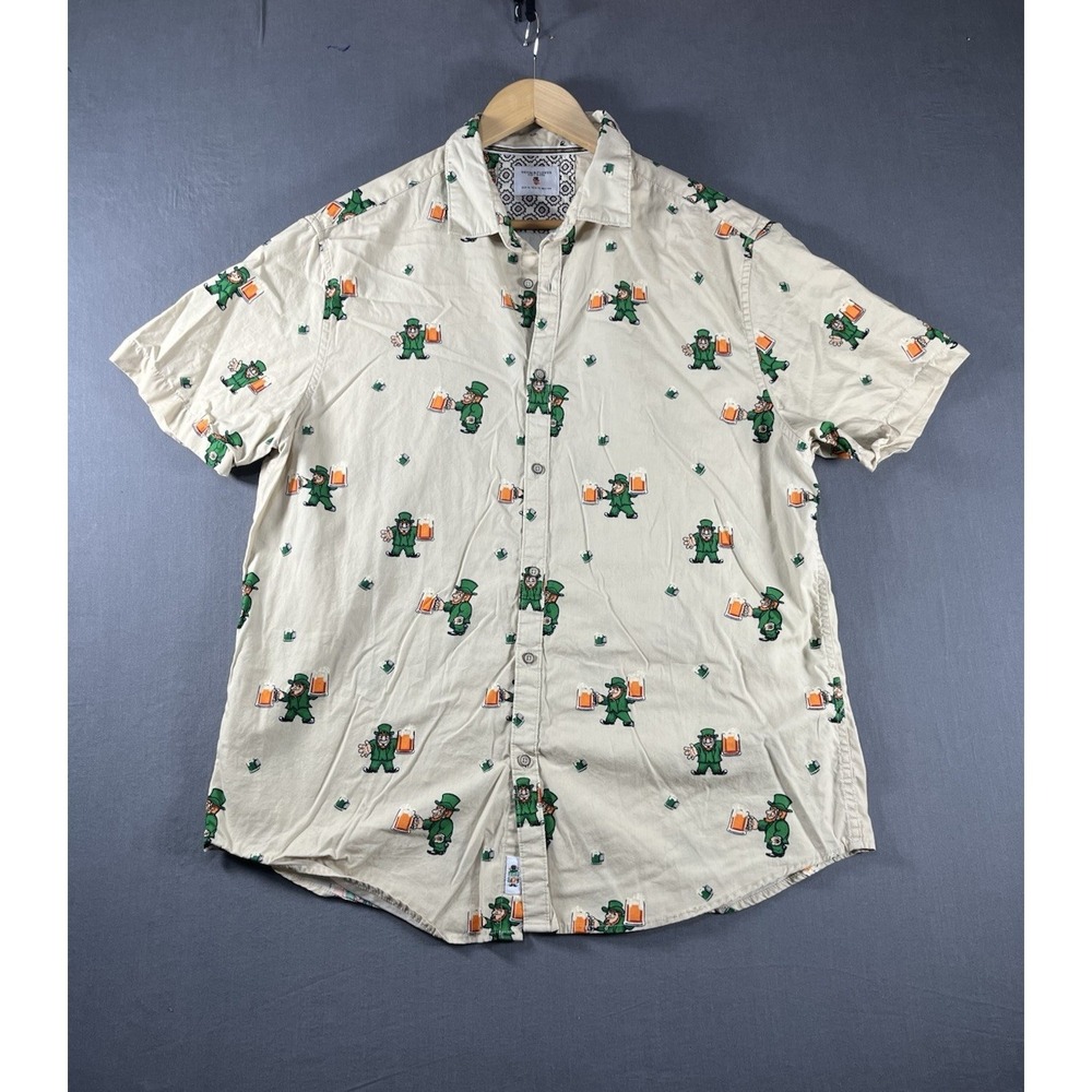 Denim and Flower Ricky Singh Button Down Shirt St Patrick's Day Leprechaun Sz XL